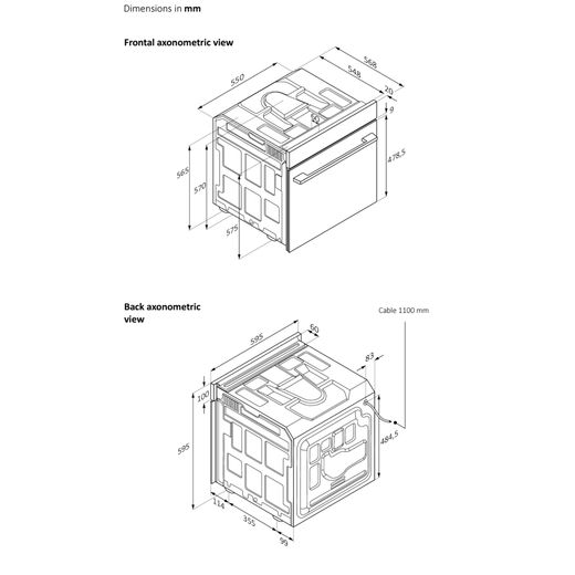 Haier Built In Electric Single Oven - Black - Dimensions